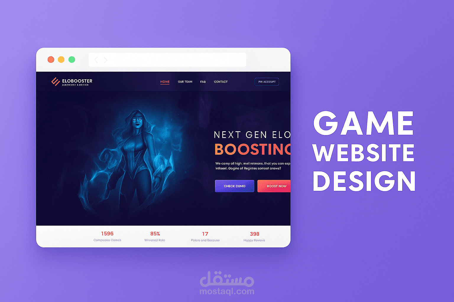 تصميم صفحة هبوط لموقع العاب باستخدام HTML CSS