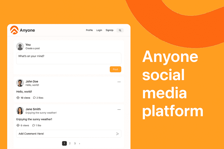 Anyone منصة سوشال ميديا ديناميكية مطورة باستخدام (Node.js + Express + HTML + CSS)