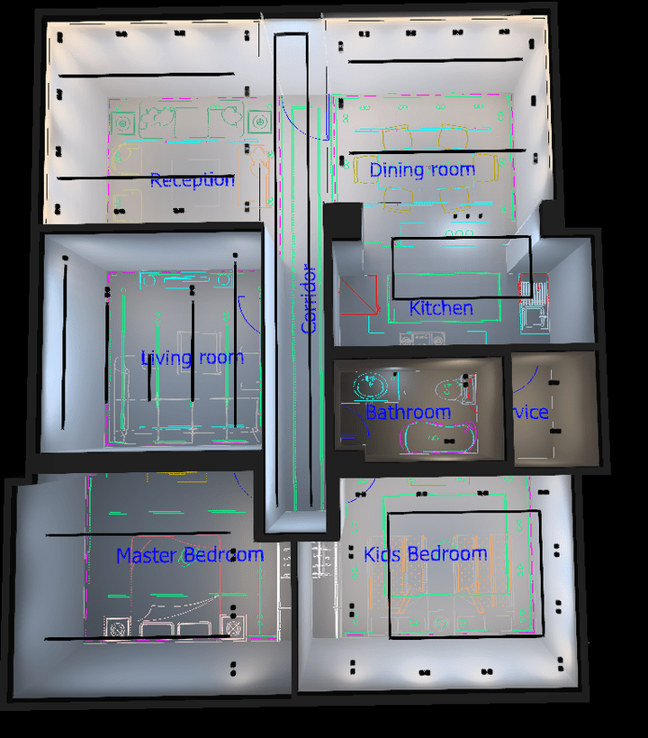 تصميم اضاءة داخلية لمنزل