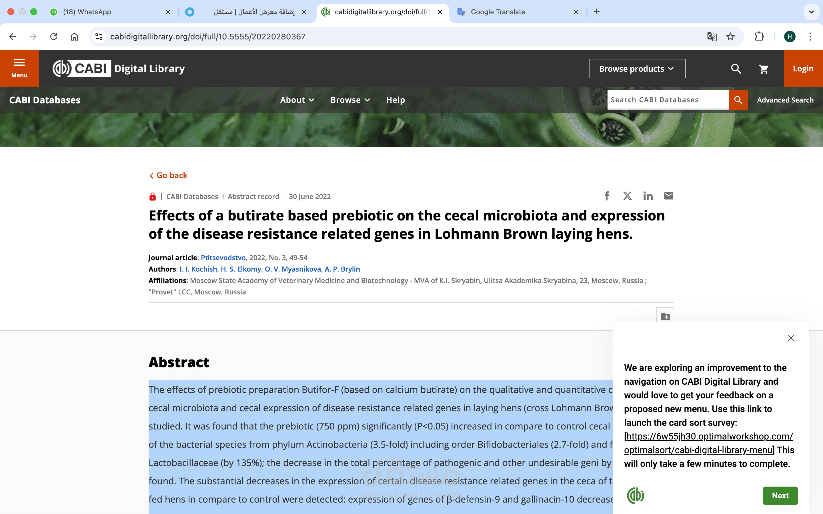 Effects of a butirate based prebiotic on the cecal microbi