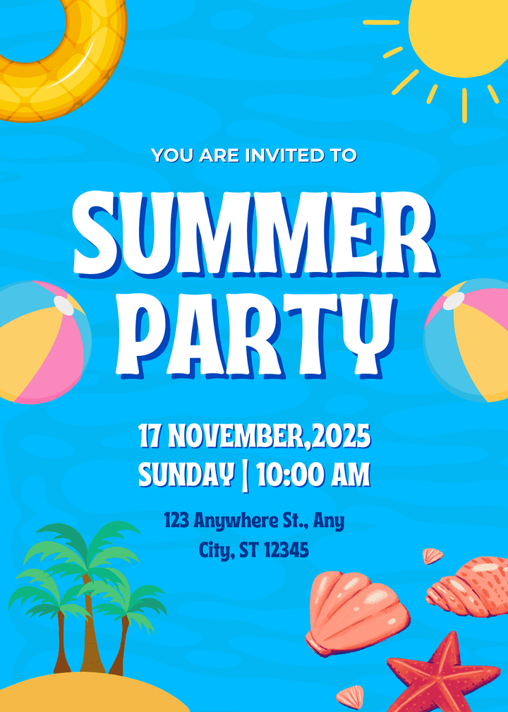 Invitation card for a summer party