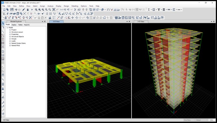 تحليل عادي وزلزالي لمبنى باستخدام برنامج (ETABS21)