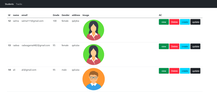 php crud operations school system