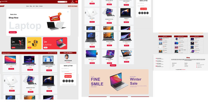 Laptop ecommerce website