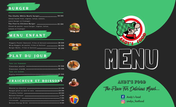 قائمة مطعم menu restaurent