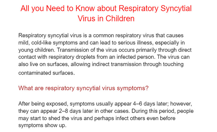 All you Need to Know about Respiratory Syncytial Virus in Children