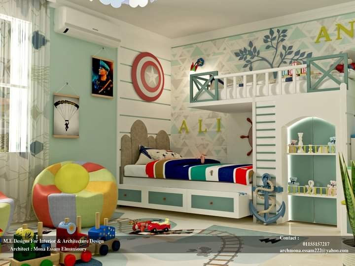 Our design for twins bedroom in mountain view