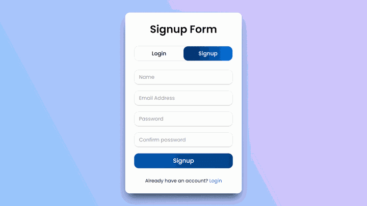 Login & Signup Form Switcher Using HTML, CSS and Javascript