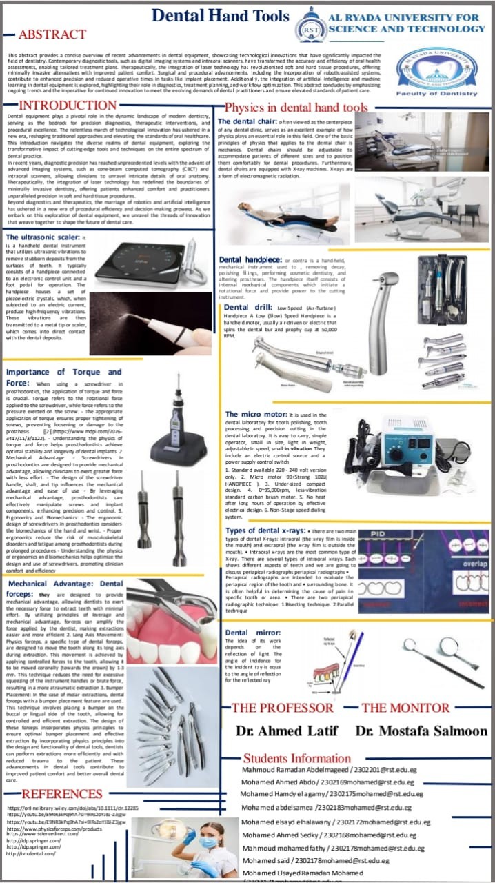 A biophysics poster about the Dental Tools