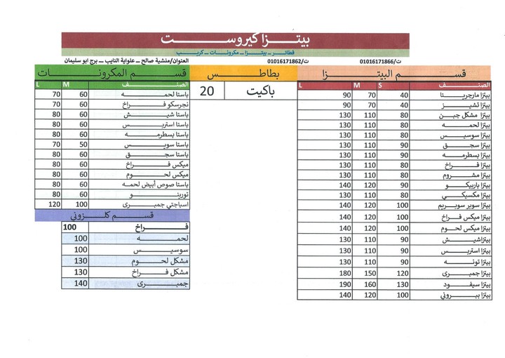 عمل منيو بواسطة الآكسل