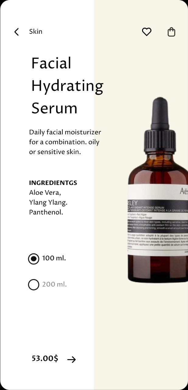 face serum product page design