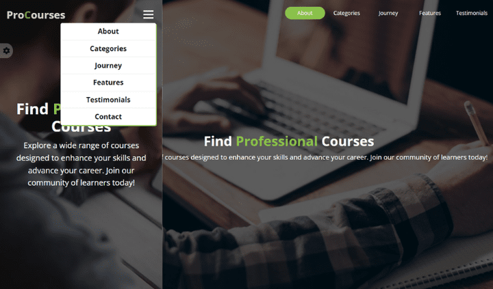 Pro Courses Website By JavaScript