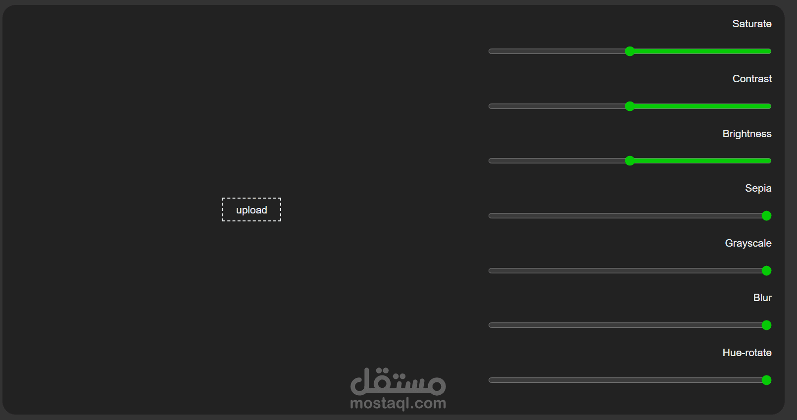 Interactive web application for photo editing using HTML, CSS, and JavaScript