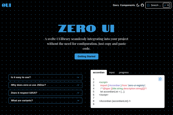 Zero-UI: Simple Svelte UI Component Library