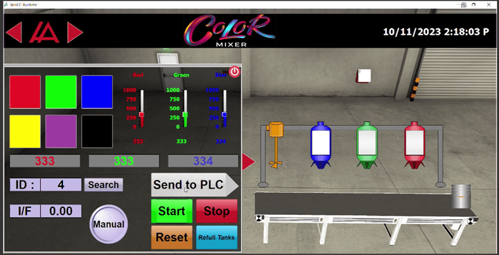 color mixer control design with PLC