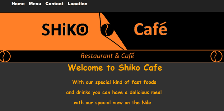 A website for a cafe