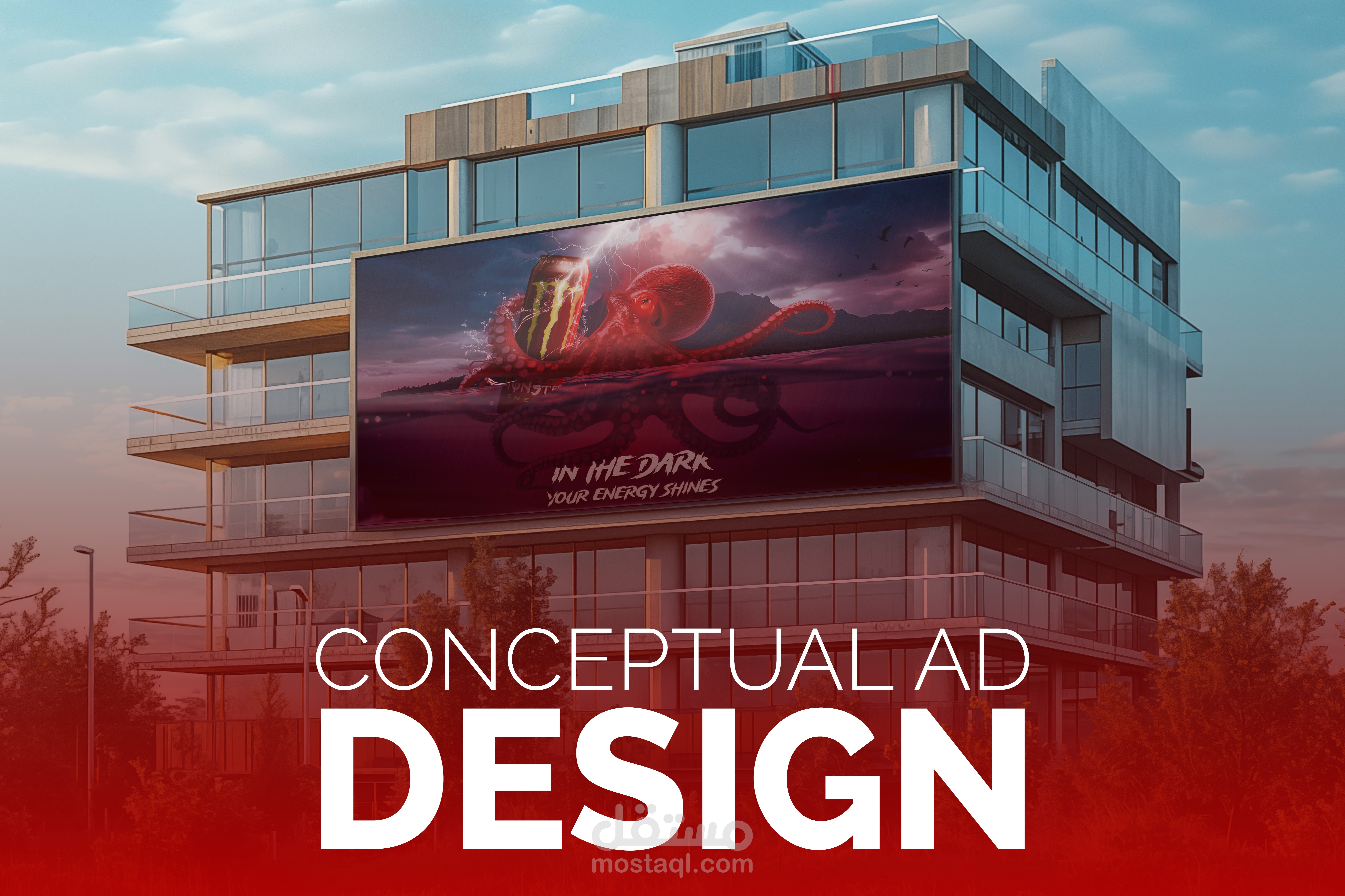 تصميم اعلان احترافي لمشروب طاقه monster