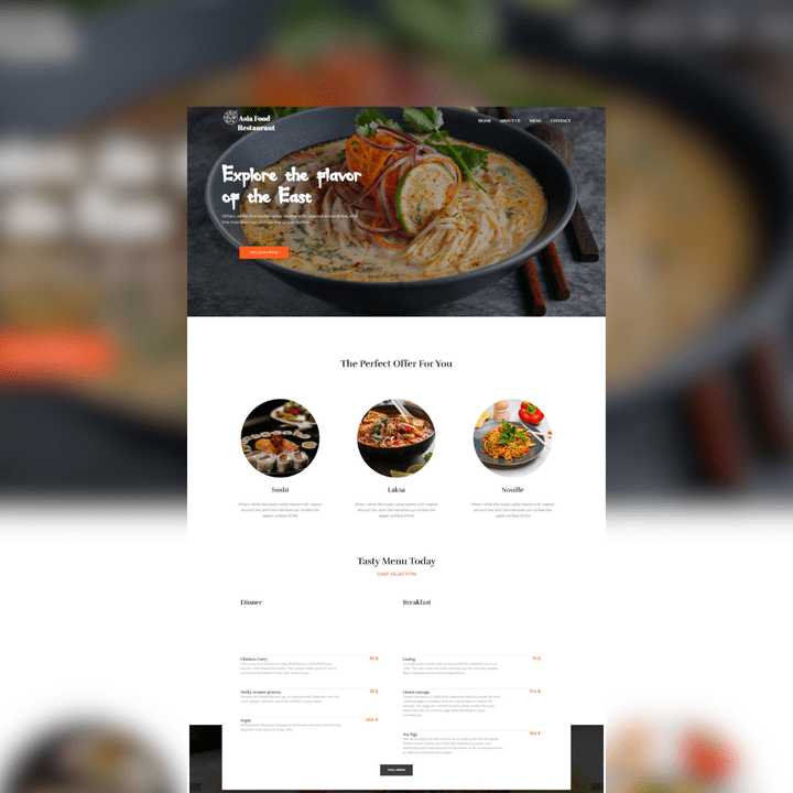 Asian Food Restaurant  Website