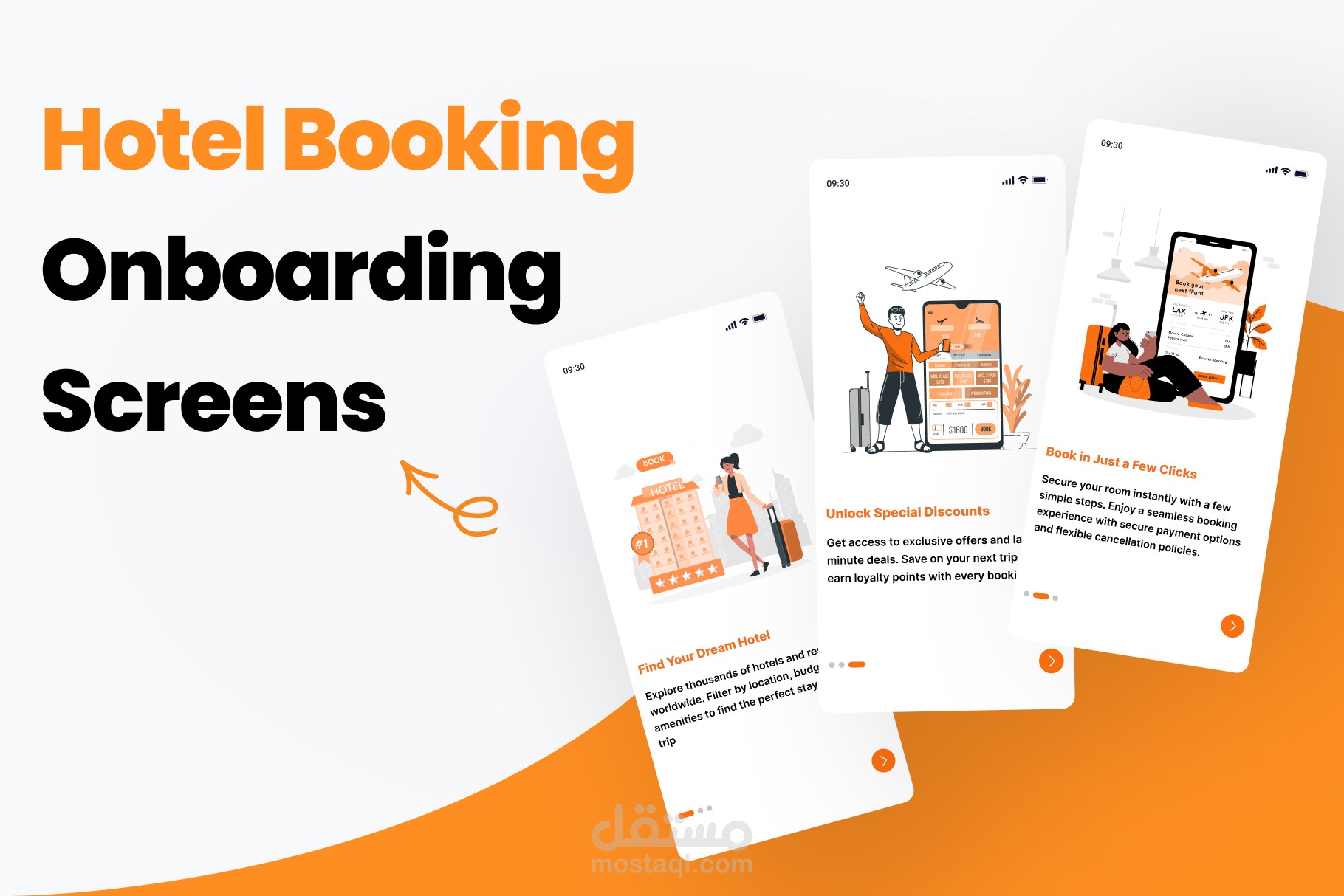 Hotel Booking Onboarding Screens | مستقل