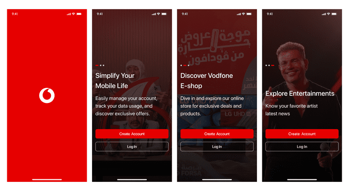 اعادة تصميم لتطبيق  Vodafone Egypt