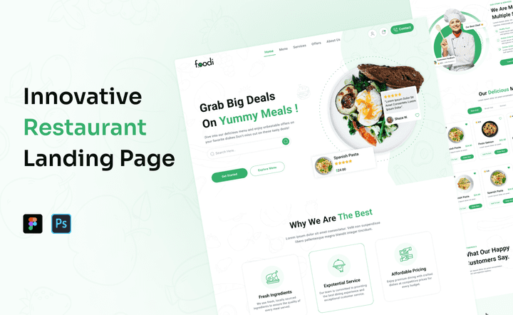 تصميم صفحه هبوط لمطعم (Restaurant Landing Page)