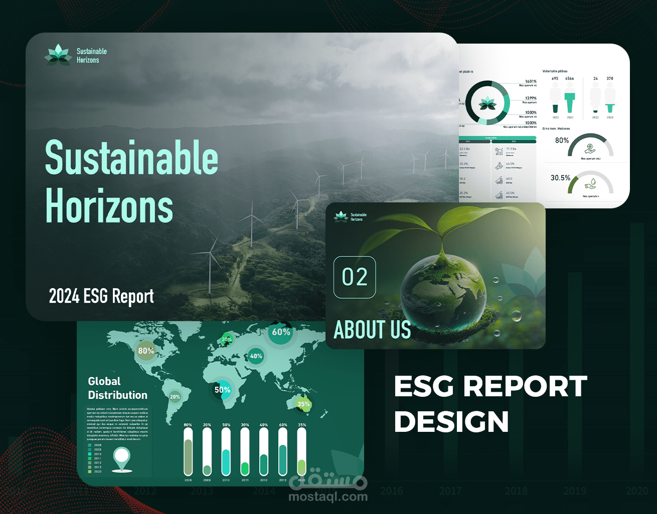 تصميم تقرير استدامة باستخدام برنامج ادوبي انديزاين  ESG Report By Adobe indesign