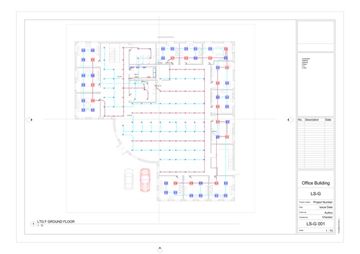 Electrical system of an office building using REVIT