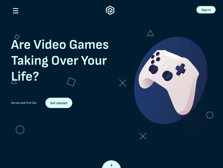 addiction games landing page ui