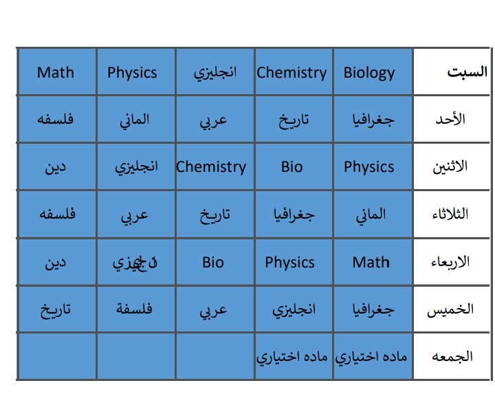 جدول دراسة مصنوع بالاكسل