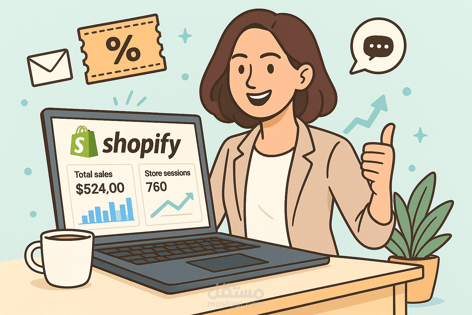 مديرة متجر إلكتروني على منصة Shopify