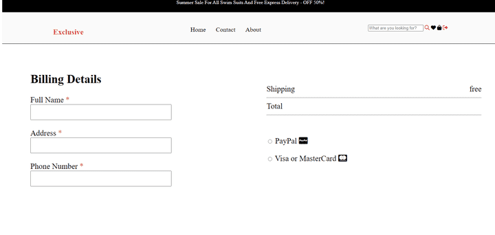 تصميم صفحة  billing  details