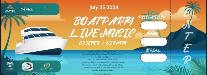 ticket for boat party