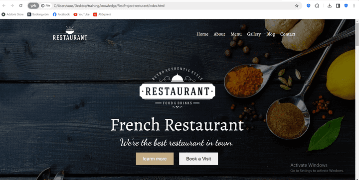 Restaurant page