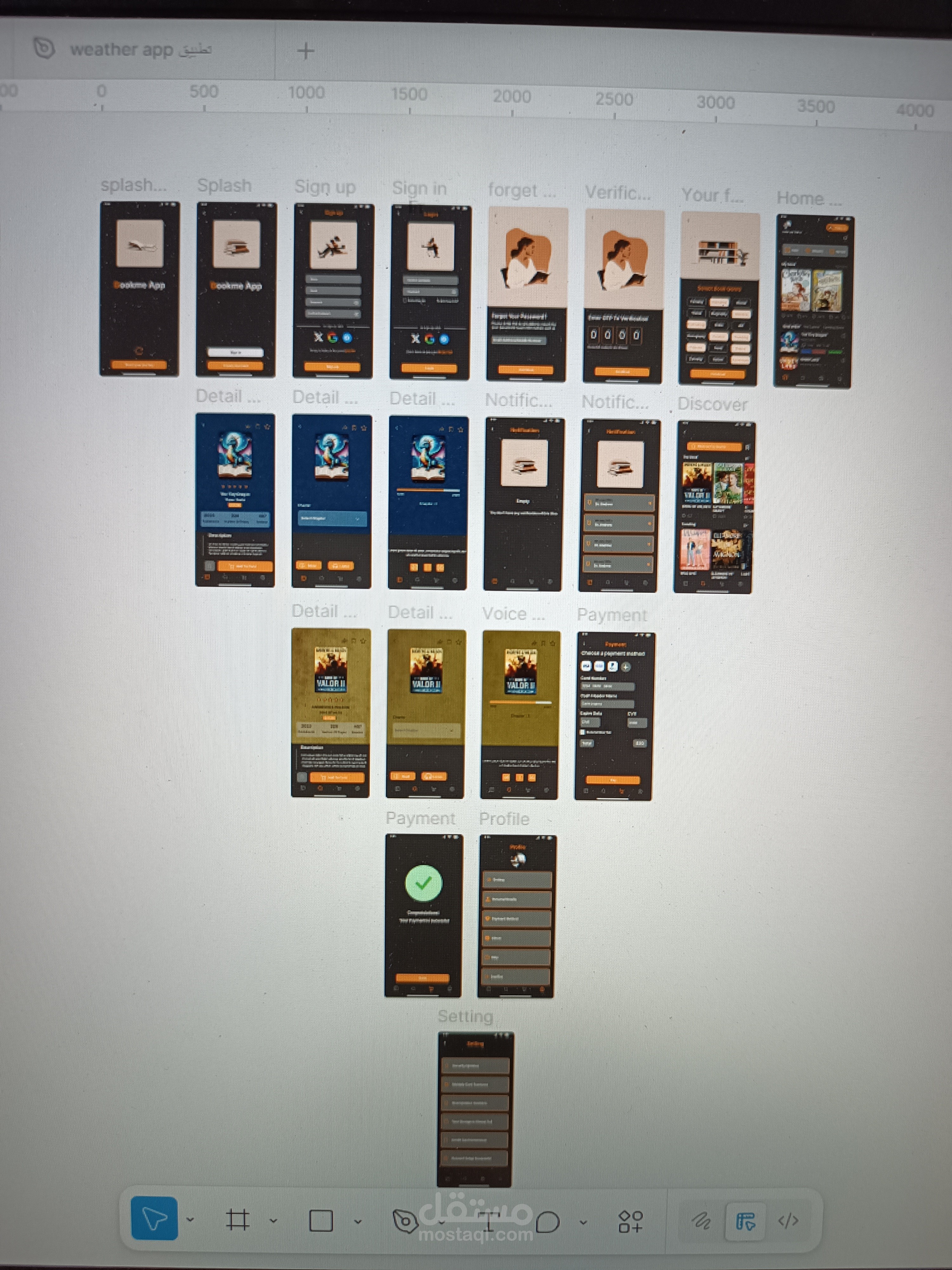تصميم تطبيق موبايل ( Reading app)