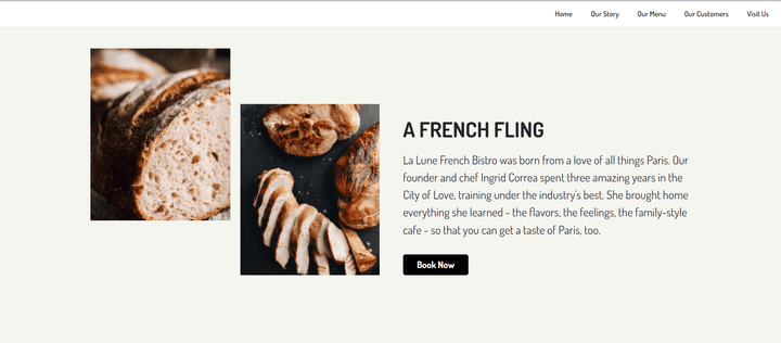 LA LUNE FRENCH BISTRO Landing Page