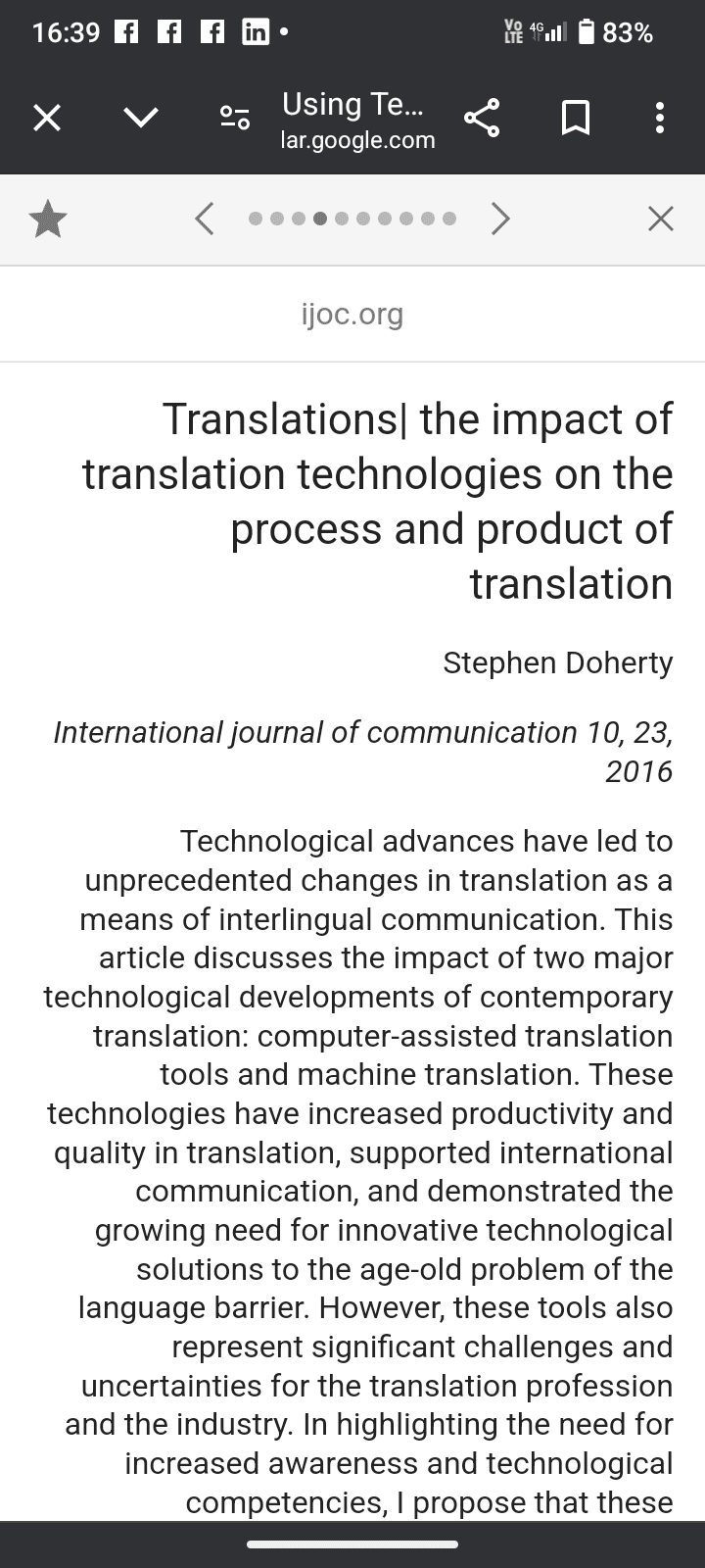 The impact of translation technologies on the process and product of translation