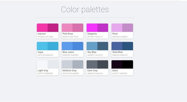 color palettes لاختيار الالوان