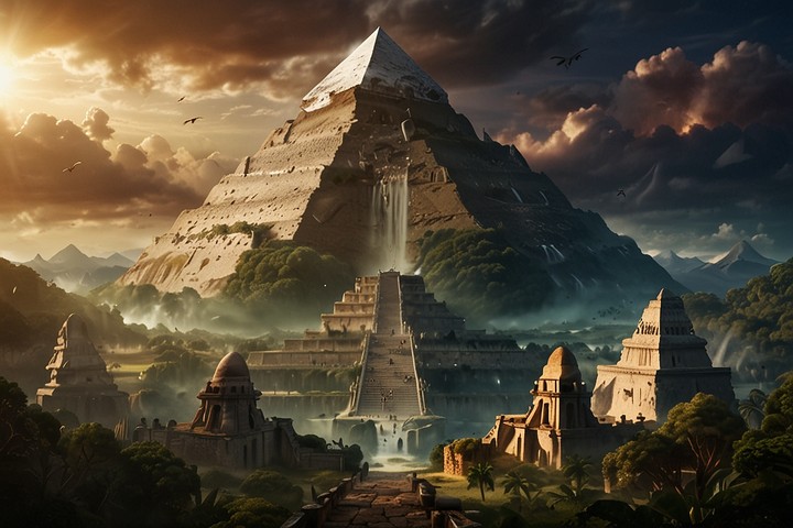 تصميم صورة تعبر عن عجائب الدنيا السبع - Design an image that represents the Seven Wonders of the World