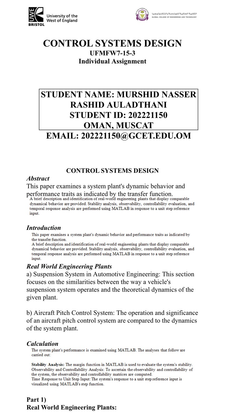 CONTROL SYSTEMS DESIGN