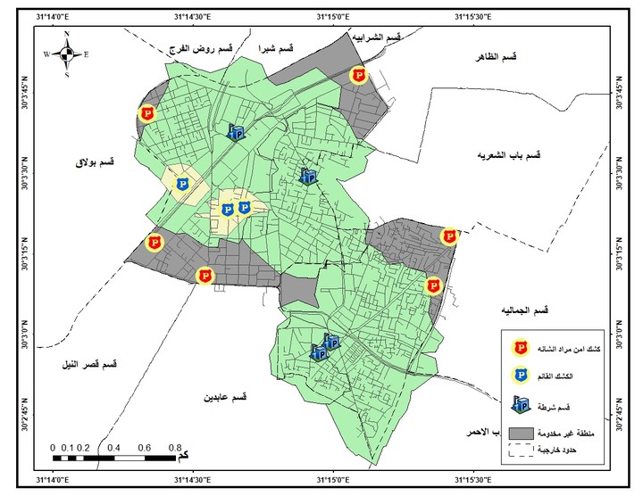 التحليل والنمذجة المكانية باستخدام نظم المعلومات الجغرافيه و البيئة البرمجية في دراسة الأسواق التجارية في قسمي الموسكي و الأزبكية بمصر وعمل نظام امني لها