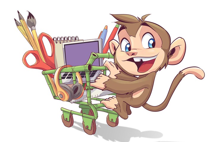 Stationary E-Store Monkey Mascot
