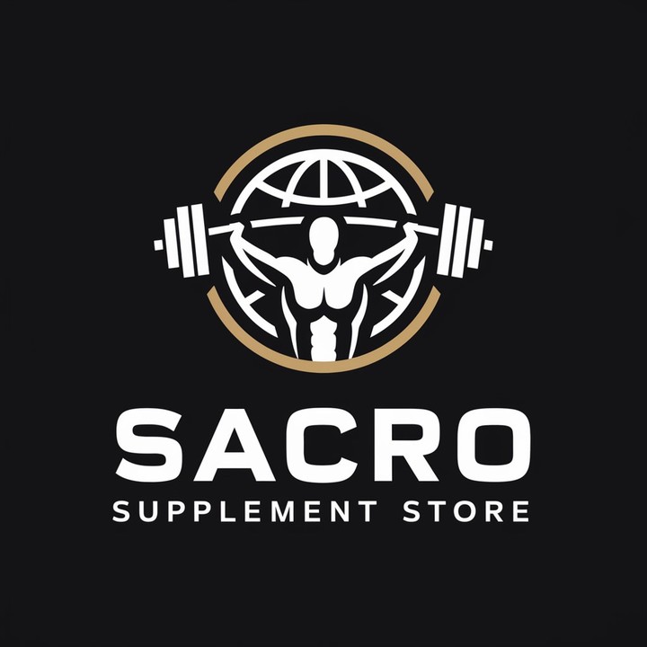 مجموعه من الشعارات لمتجر SACRO Supplements Store للمكملات الغذائيه