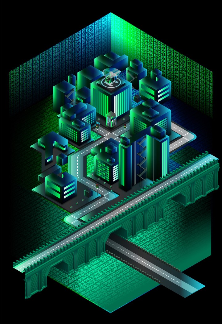 رسم بستايل Isometric Vector Art عن أفلام The Matrix