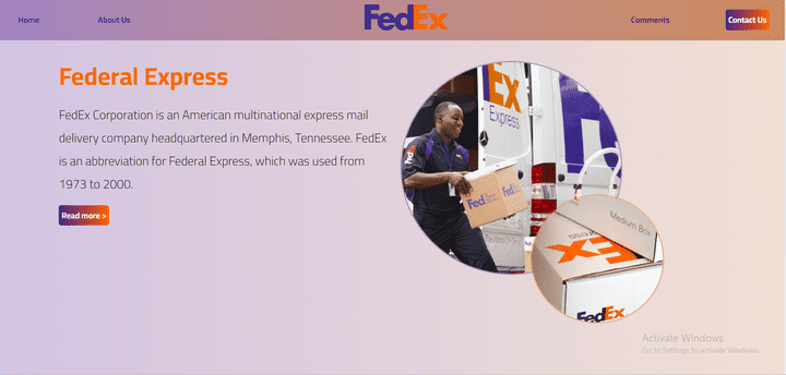 موقع الكتروني لشركة Federal Express للتوصيل والبريد