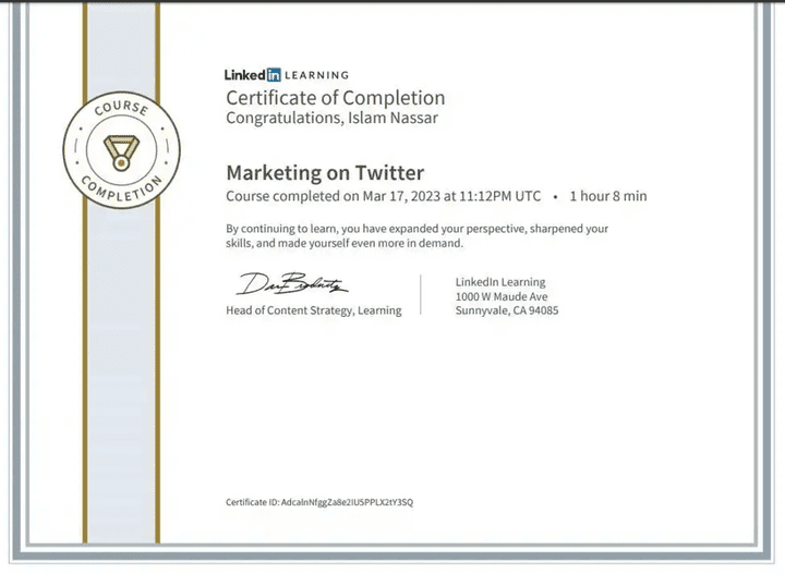 Twitter ads certification from LinkedIn platform