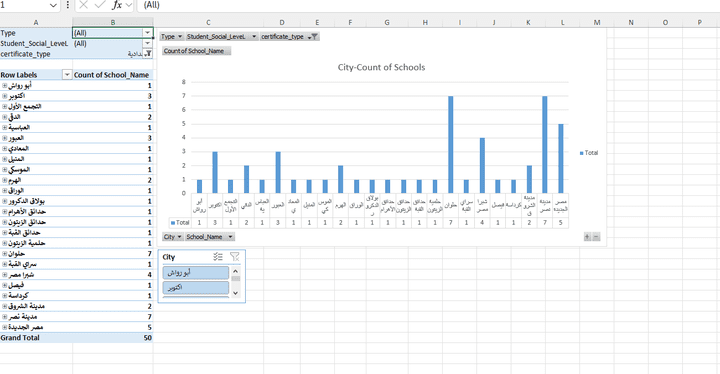 Extracting and Analyzing Egyptian School Data Using Excel-استخراج وتحليل بيانات مدارس مصر باستخدام Excel