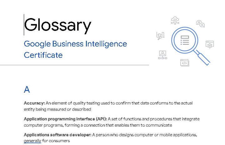 Google Business intelligence certificate