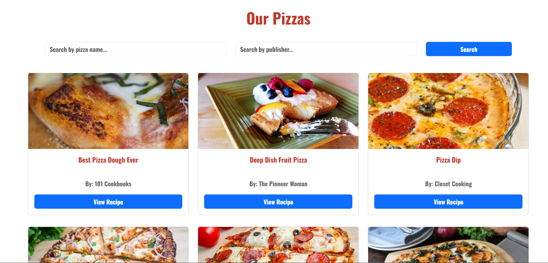 Pizza ingredients website