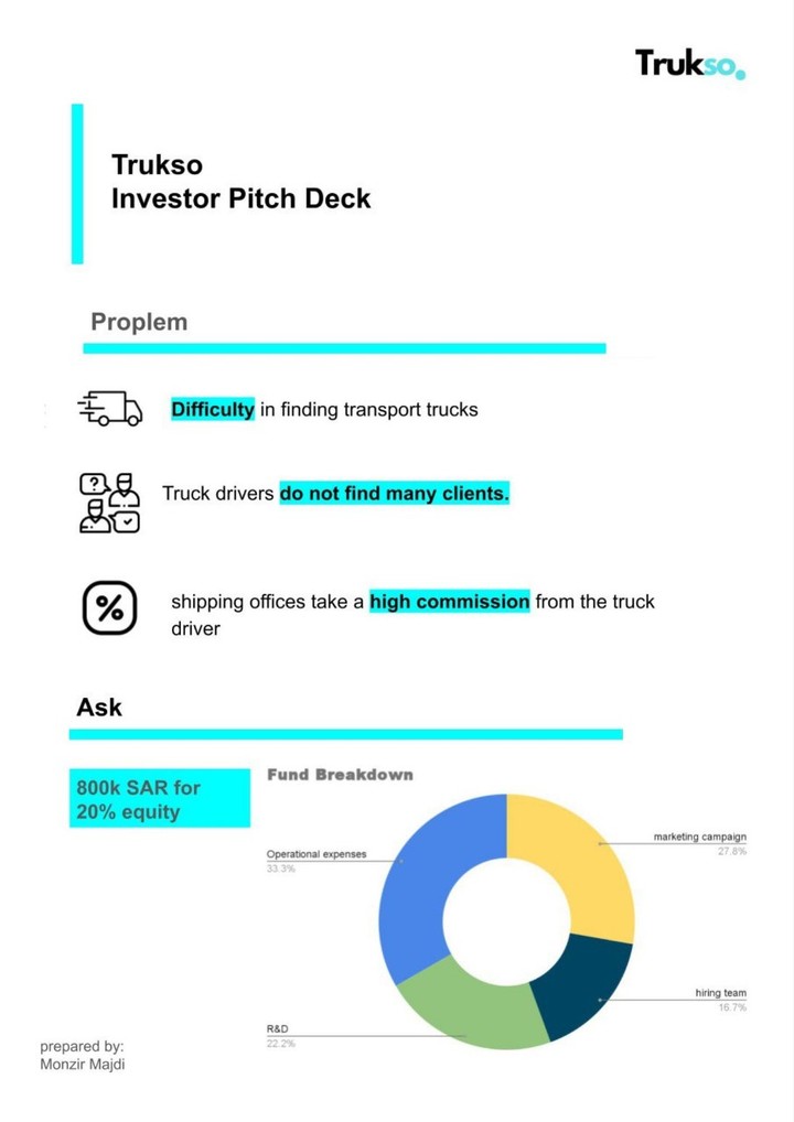 عرض تقديمي للمستثمرين - Investor pitch deck