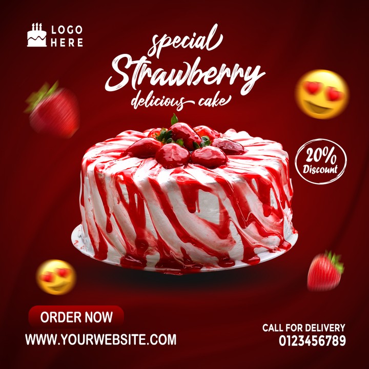 Strawberry Cake - Social Media Poster